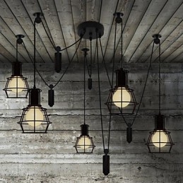 Lysekrone Med 5 Hoder, Rustikk, Hytte, Vintage, Retro, Landlig, Metall