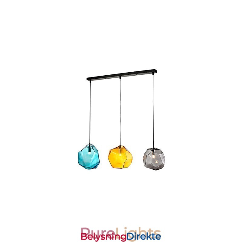 Pendellampe Med 3 Lys I Italiensk Stil, Gjennomsiktig Galvanisering