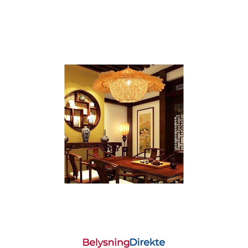 Moderne Landlig Cany Art Vevd Rotting Enkelthodet Droplight-Lampe