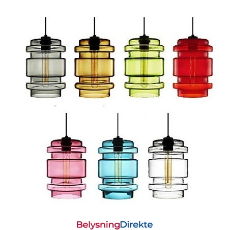 Lysekrone I Kunstglass Med Enkelt Hode I Godterifarget Glassskjerm (Hvit Grå Gul Grønn Rød Rosa Blå)