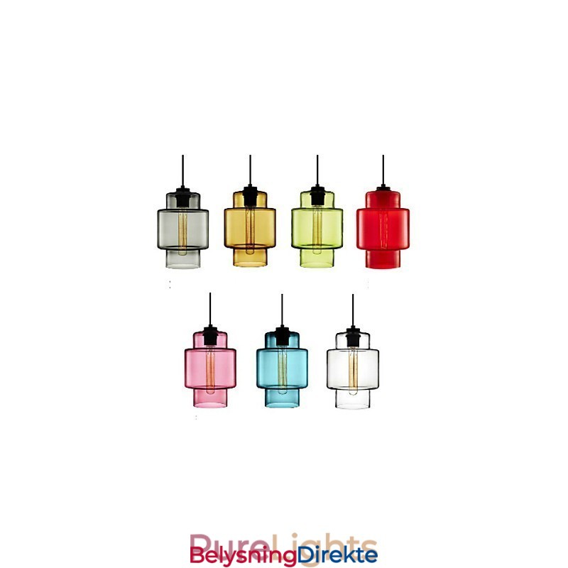 Enkelt Hode Lysekrone I Kunstglass Med Glassskjerm (Grå Gul Grønn Rød Rosa Blå Hvit)