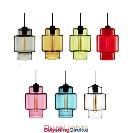 Enkelt Hode Lysekrone I Kunstglass Med Glassskjerm (Grå Gul Grønn Rød Rosa Blå Hvit)