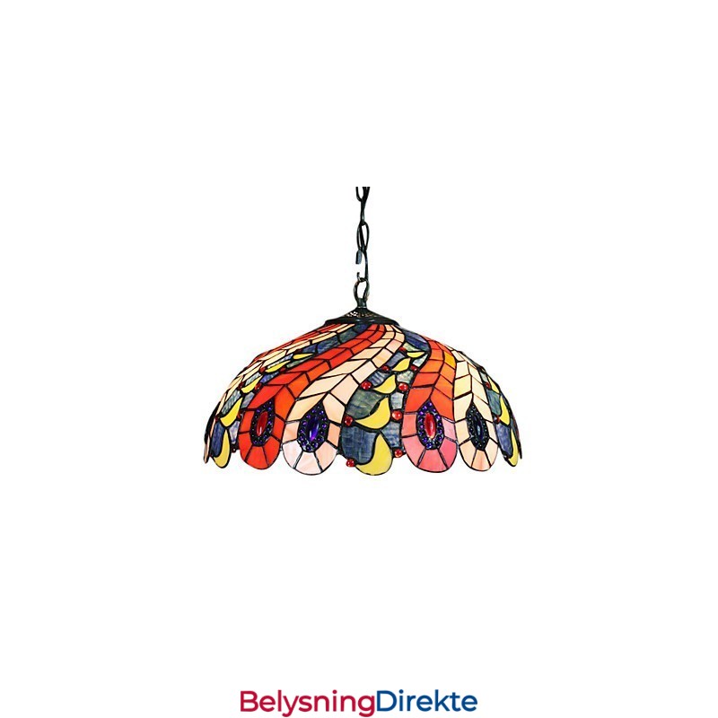 Pendellampe Med 2 Lys I Påfuglfjærmønstret Skjerm