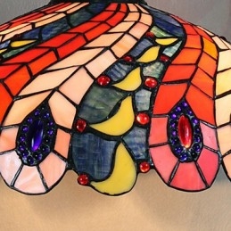 Pendellampe Med 2 Lys I Påfuglfjærmønstret Skjerm