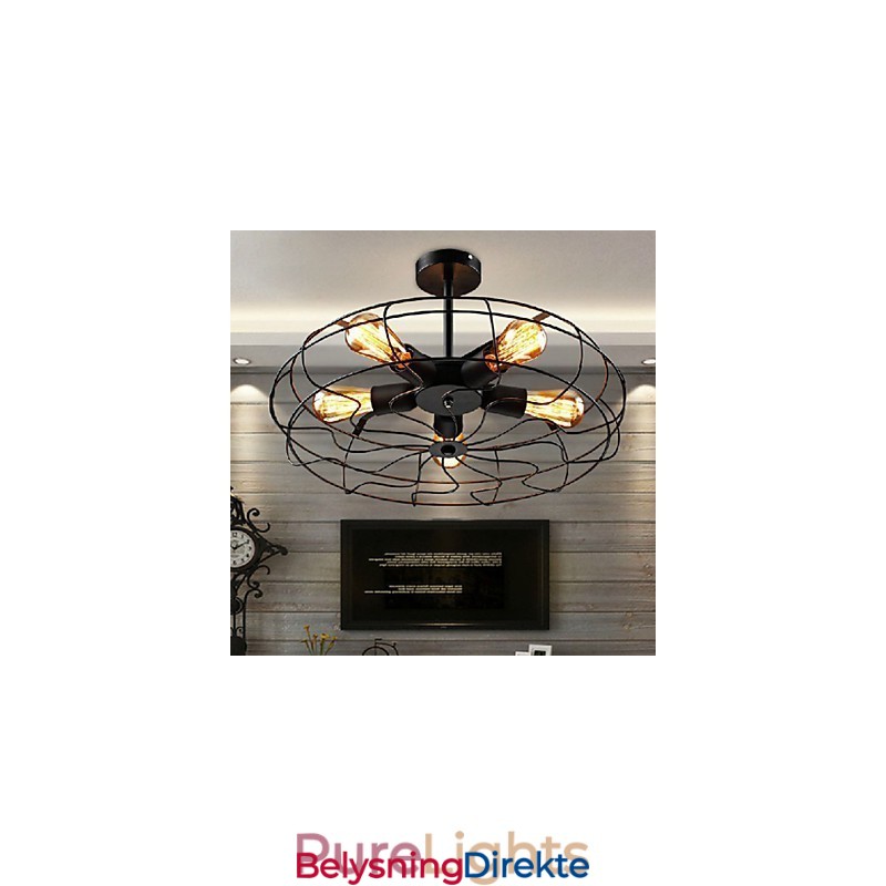 Industriell Vintage Metallvifte Anhengslampe Steampunk Taklysekrone