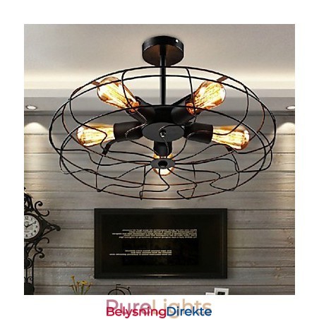 Industriell Vintage Metallvifte Anhengslampe Steampunk Taklysekrone