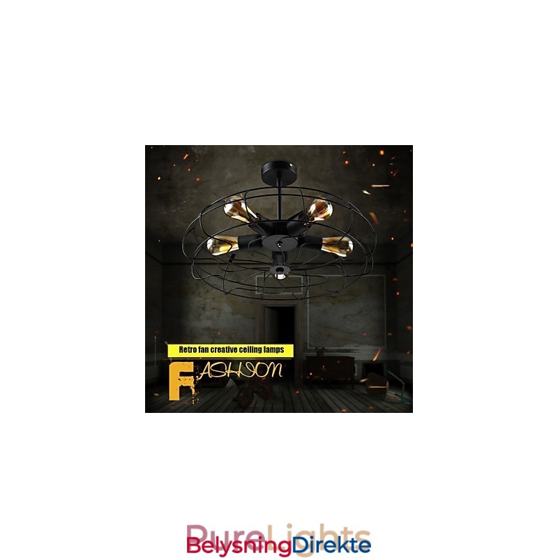 Industriell Vintage Metallvifte Anhengslampe Steampunk Taklysekrone
