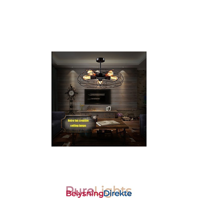 Industriell Vintage Metallvifte Anhengslampe Steampunk Taklysekrone