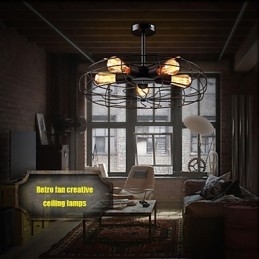 Industriell Vintage Metallvifte Anhengslampe Steampunk Taklysekrone