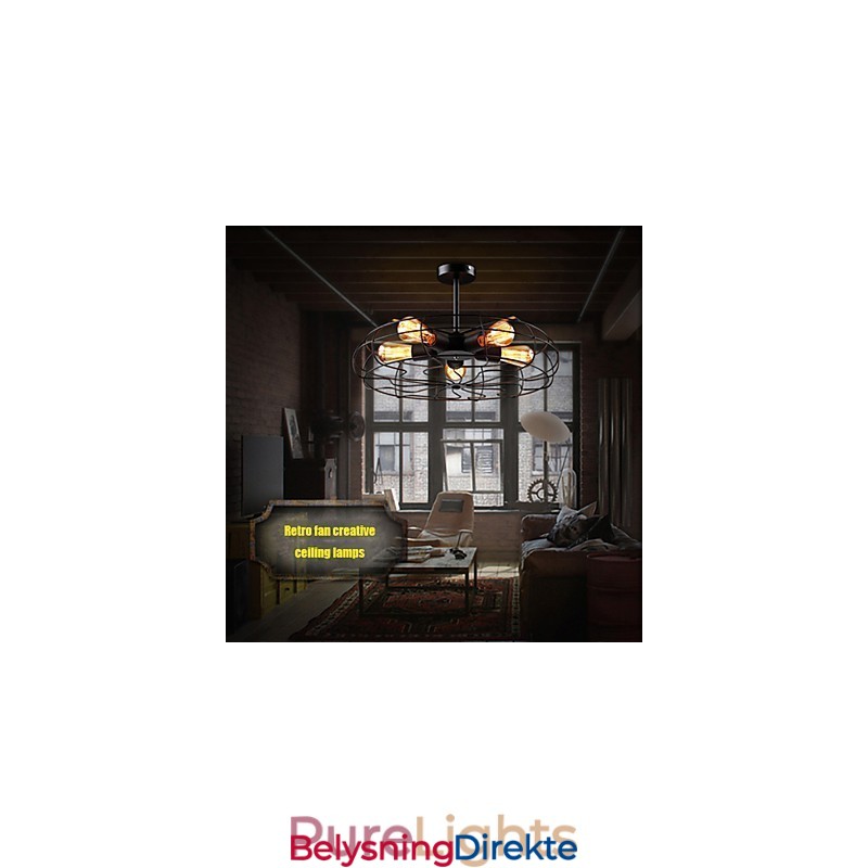 Industriell Vintage Metallvifte Anhengslampe Steampunk Taklysekrone