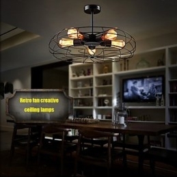 Industriell Vintage Metallvifte Anhengslampe Steampunk Taklysekrone