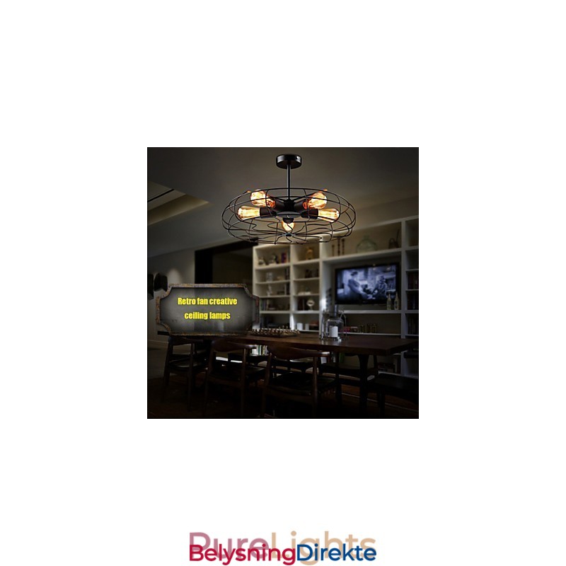 Industriell Vintage Metallvifte Anhengslampe Steampunk Taklysekrone