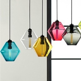 Candy Color Enkelthodet Lysekrone I Kunstglass Med Glassskjerm (Grå Gul Grønn Rød Rosa Blå Hvit)