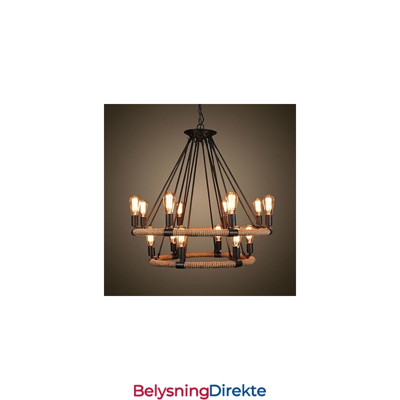 Tradisjonell Klassisk Rustikk Hytte Vintage Retro Landlig Maleri Metall Pendellampe