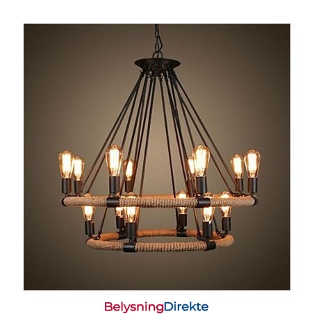 Tradisjonell Klassisk Rustikk Hytte Vintage Retro Landlig Maleri Metall Pendellampe