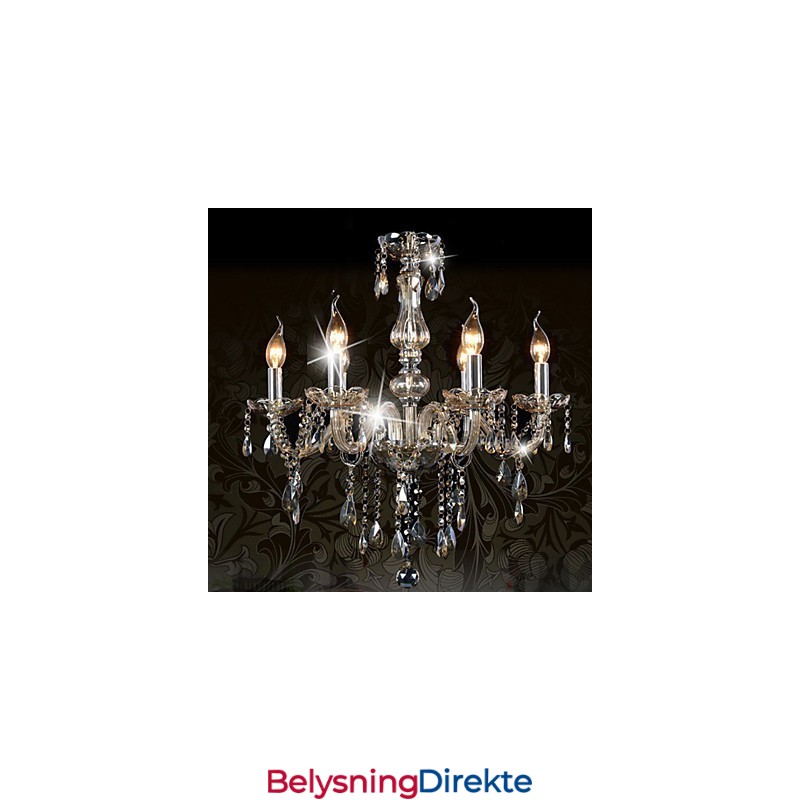 6 Lys Luksuriøs Krystalllysekrone Konjakkfarget K9 Krystalllysekrone