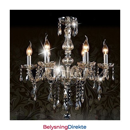 6 Lys Luksuriøs Krystalllysekrone Konjakkfarget K9 Krystalllysekrone