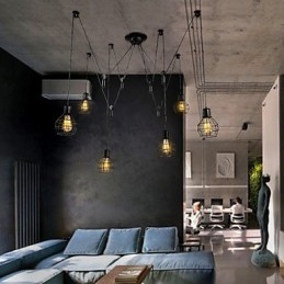 Metallpendellampe Med 6 Lys I Landlig Design