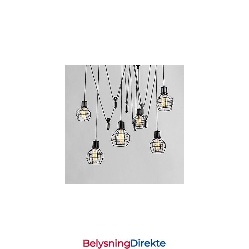 Metallpendellampe Med 6 Lys I Landlig Design