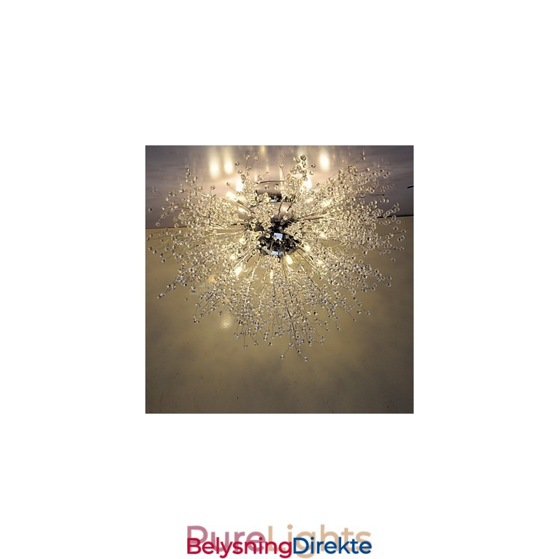 G4 Krystall Pendellampe I Rustfritt Stål, Diameter 90 Cm