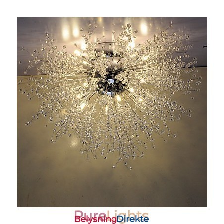 G4 Krystall Pendellampe I Rustfritt Stål, Diameter 90 Cm