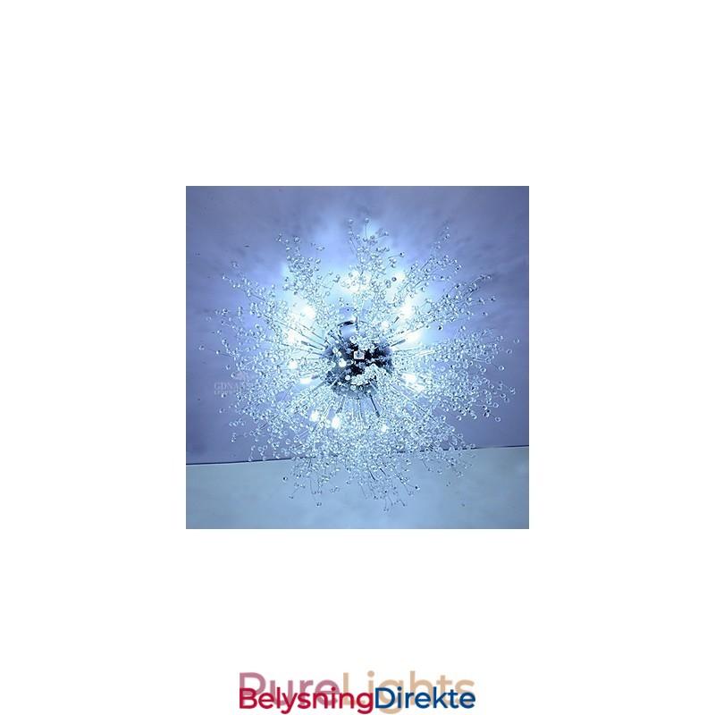 G4 Krystall Pendellampe I Rustfritt Stål, Diameter 90 Cm