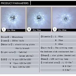 G4 Krystall Pendellampe I Rustfritt Stål, Diameter 90 Cm