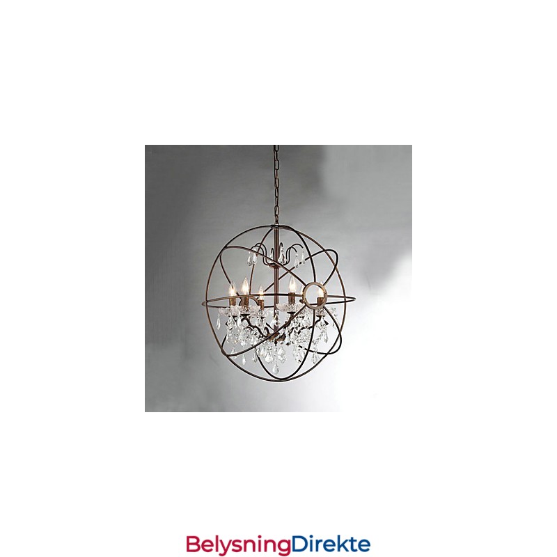 Vintage Krystallmaling Metalllysekrone