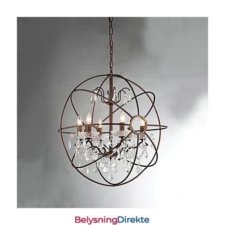 Vintage Krystallmaling Metalllysekrone