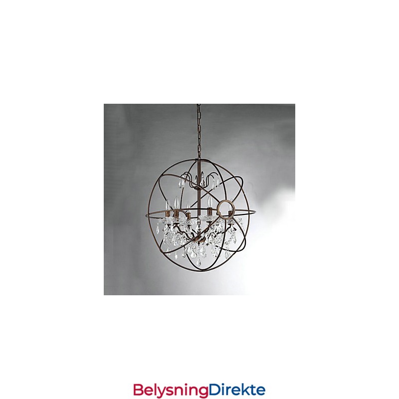 Vintage Krystallmaling Metalllysekrone