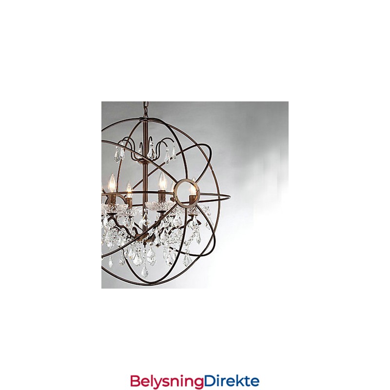 Vintage Krystallmaling Metalllysekrone