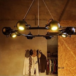 Vintage Lysekrone I Jern, Kreativ Industriell Vindlysekrone