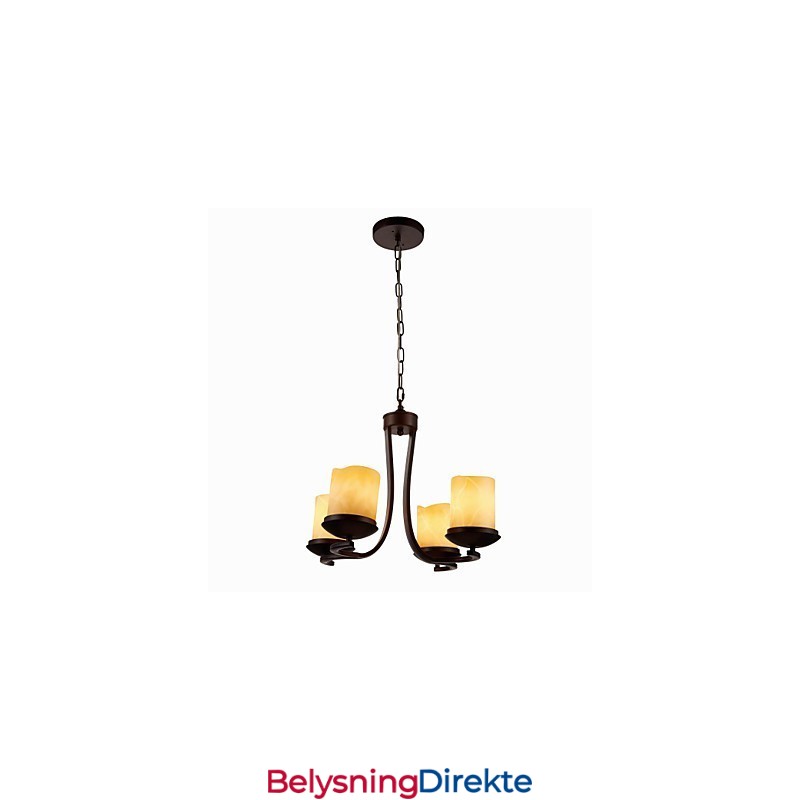 Jernmalinglysekrone Med Glassskjerm Klassisk Stearinlyslampe Med 4 Hoder