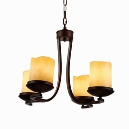 Jernmalinglysekrone Med Glassskjerm Klassisk Stearinlyslampe Med 4 Hoder