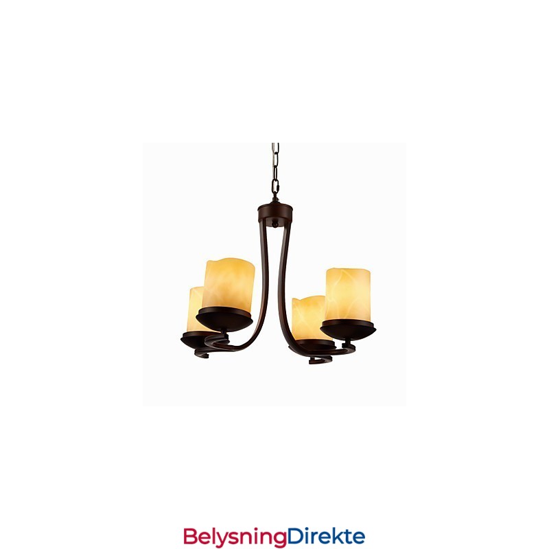 Jernmalinglysekrone Med Glassskjerm Klassisk Stearinlyslampe Med 4 Hoder