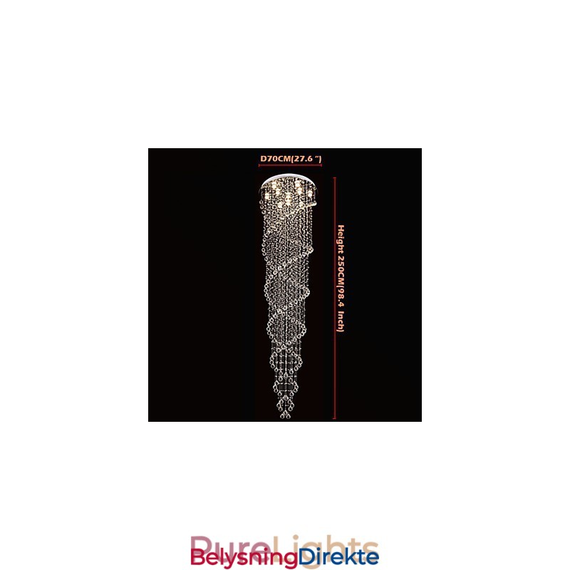 Taklysekronelampe Pendellampe Lysarmaturer Med K9-Krystall Dobbel Spiral