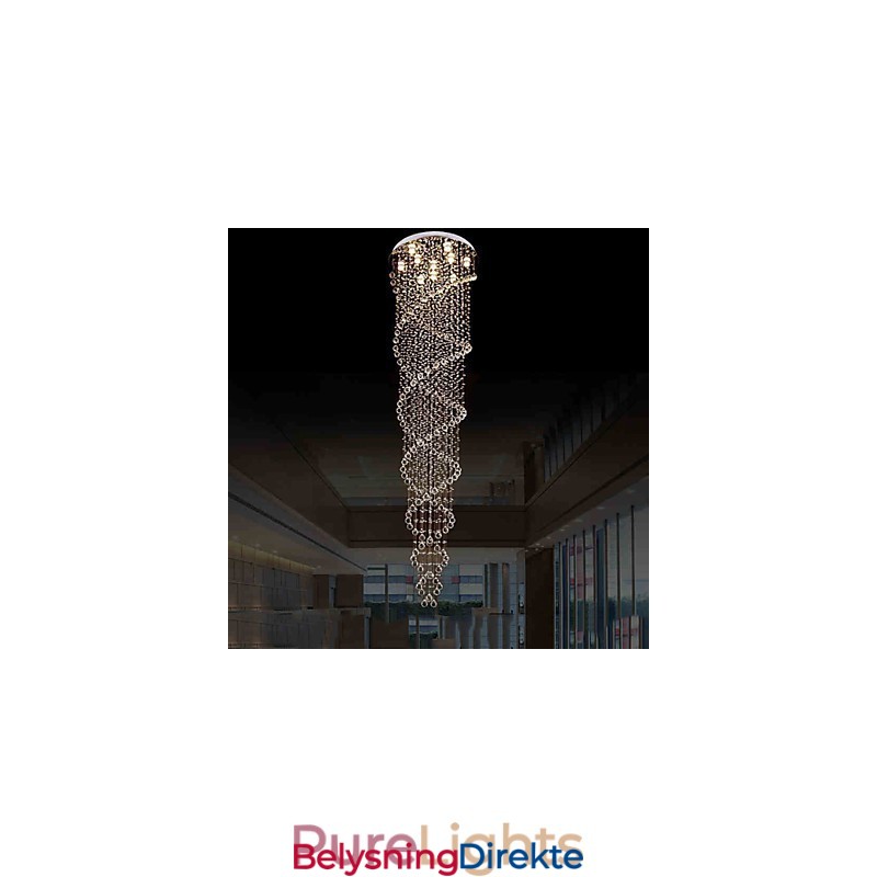 Taklysekronelampe Pendellampe Lysarmaturer Med K9-Krystall Dobbel Spiral
