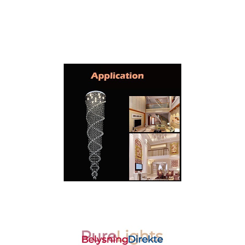 Taklysekronelampe Pendellampe Lysarmaturer Med K9-Krystall Dobbel Spiral