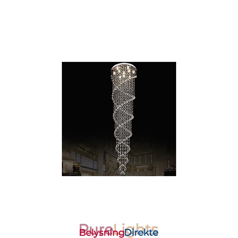 Taklysekronelampe Pendellampe Lysarmaturer Med K9-Krystall Dobbel Spiral