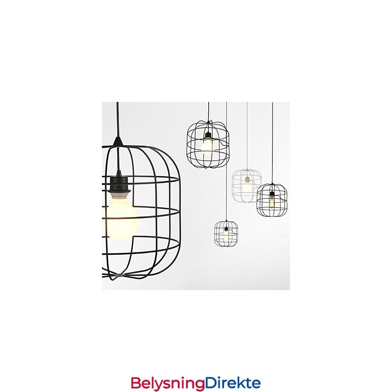 Mini Kunstnerisk Fuglebur-Pendellampe Med 1 Lys, Moderne Enkelhetsfinish, Svart Og Hvitt Metall, Karbonstål