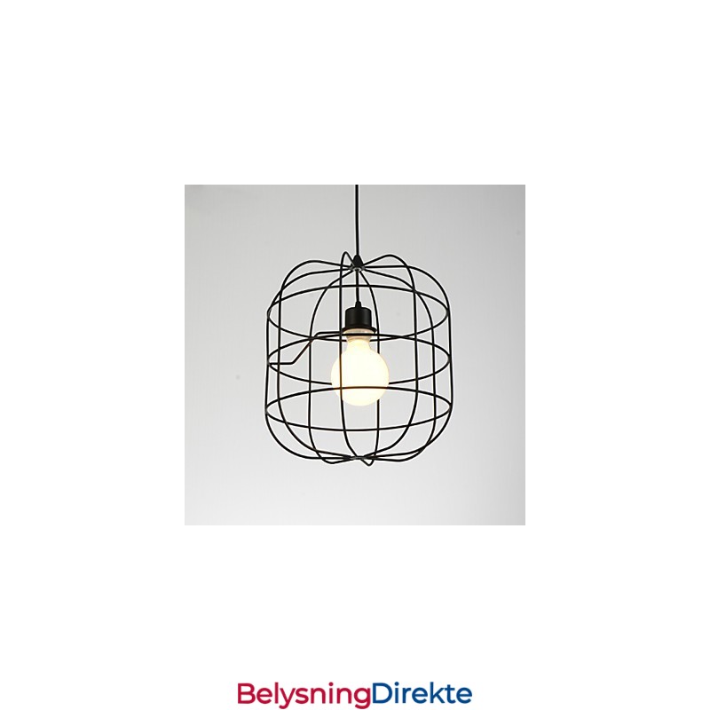 Mini Kunstnerisk Fuglebur-Pendellampe Med 1 Lys, Moderne Enkelhetsfinish, Svart Og Hvitt Metall, Karbonstål