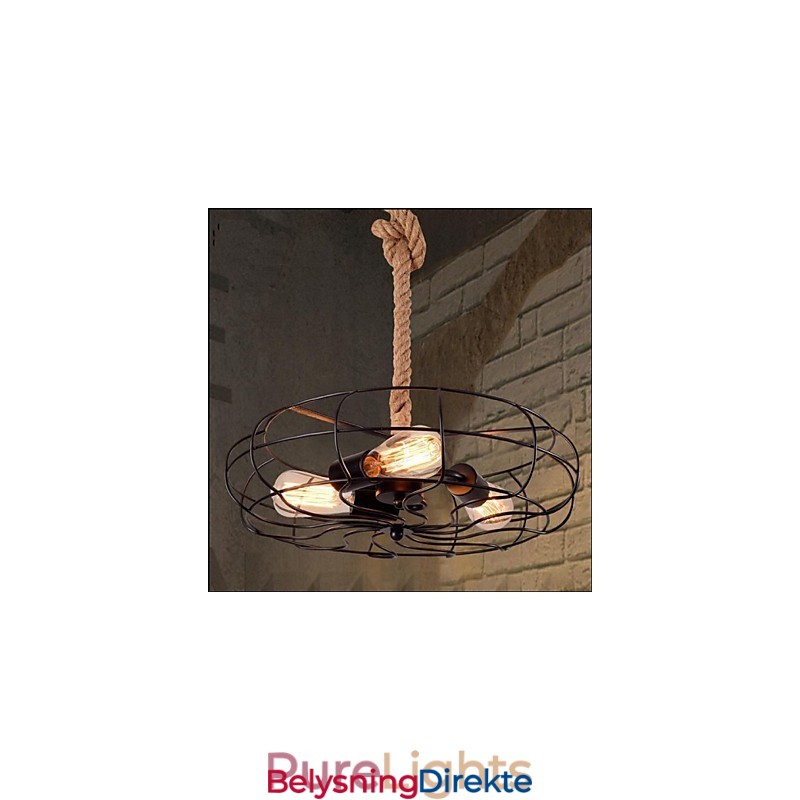 Vintage Amerikansk Jerntau Kreativ Industriell Viftelysekrone