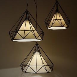 Diamond Mini Pendellampe 1 Lys Moderne Simplicity Svart-Hvitt Utført Karbonstål Stofflampe