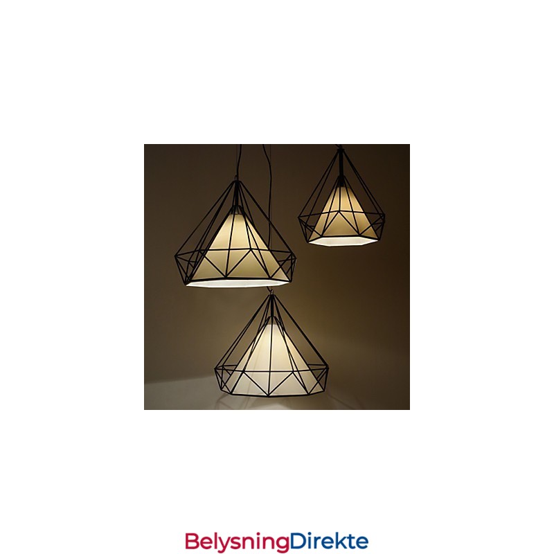 Diamond Mini Pendellampe 1 Lys Moderne Simplicity Svart-Hvitt Utført Karbonstål Stofflampe