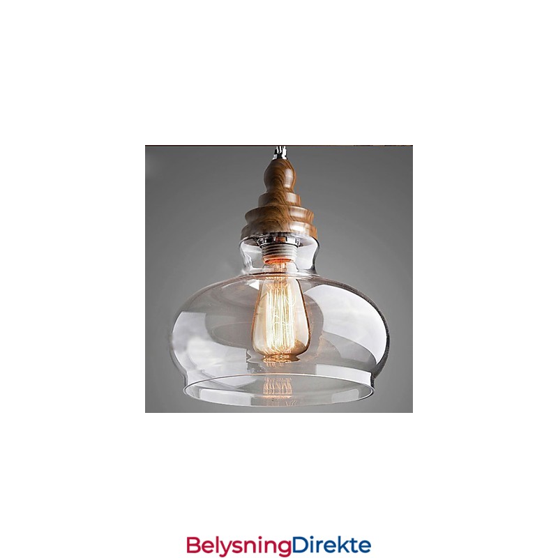 Krystallanhengslampe I Tre I Vintagestil (Diameter 24 Cm)