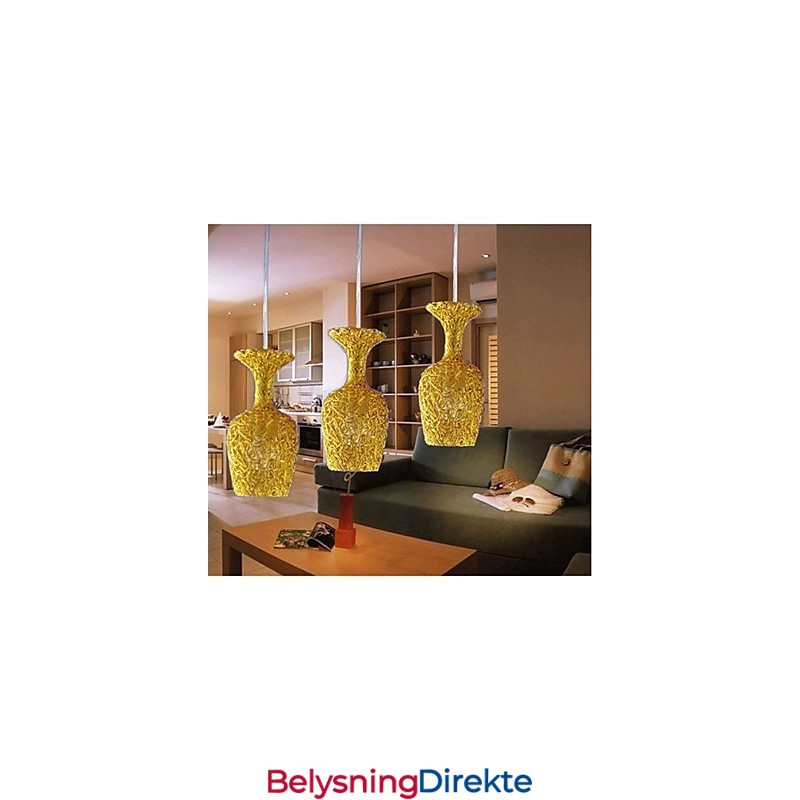 Vevd Aluminiumslysekrone Med Tre Hodelamper I Eple