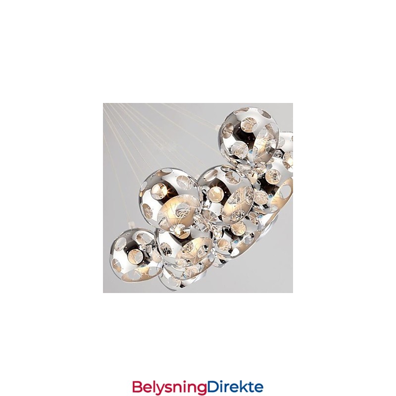 Moderne Og Moderne Globeformet Anhengslampe I Krom I Metall