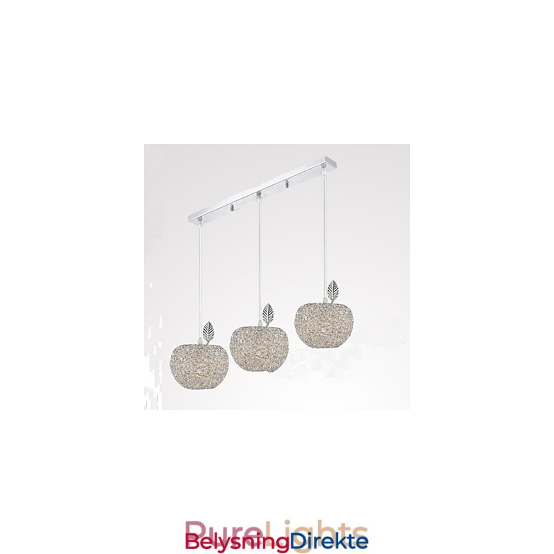 Vevd Aluminiumslysekrone Med Tre Hodelamper I Eple