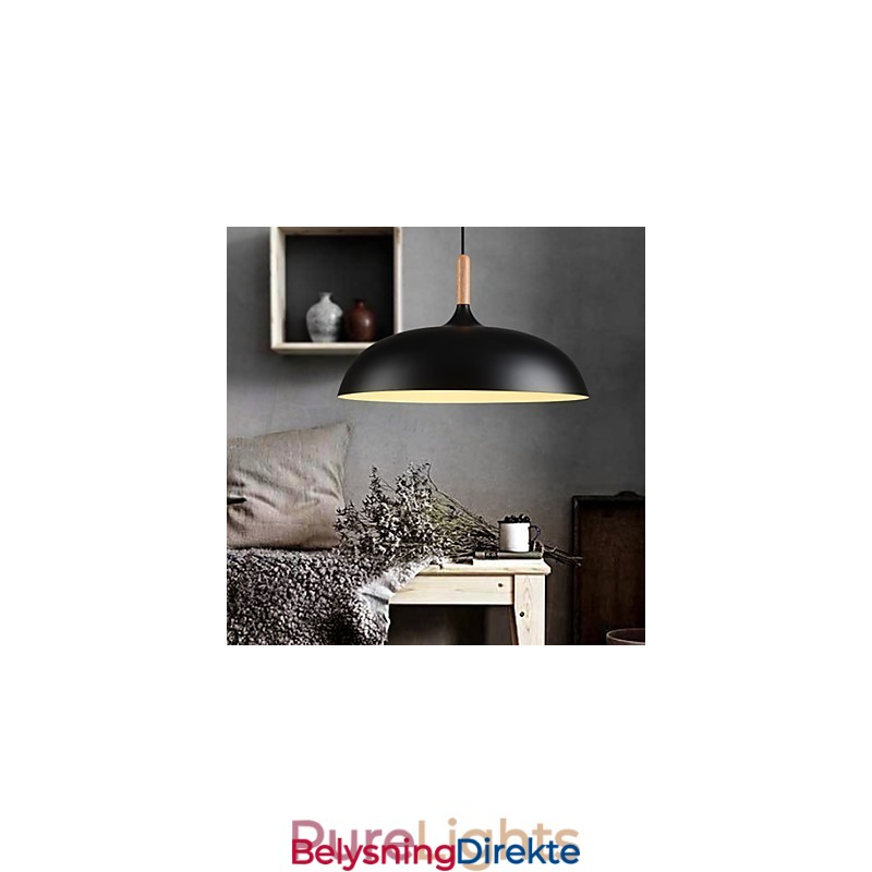 Retro Pendellampe Med Maleri I Tre Og Metall, Kafépendellamper