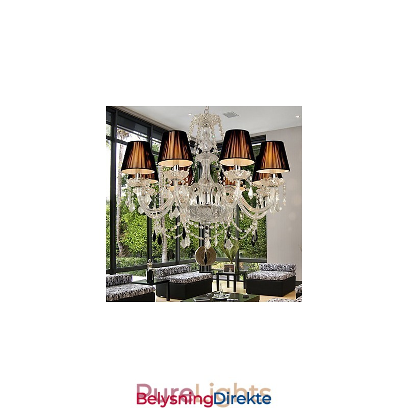 Elegant Krystalllysekrone Med 8 Lys